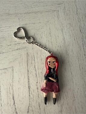 Handmade clay doll keychain